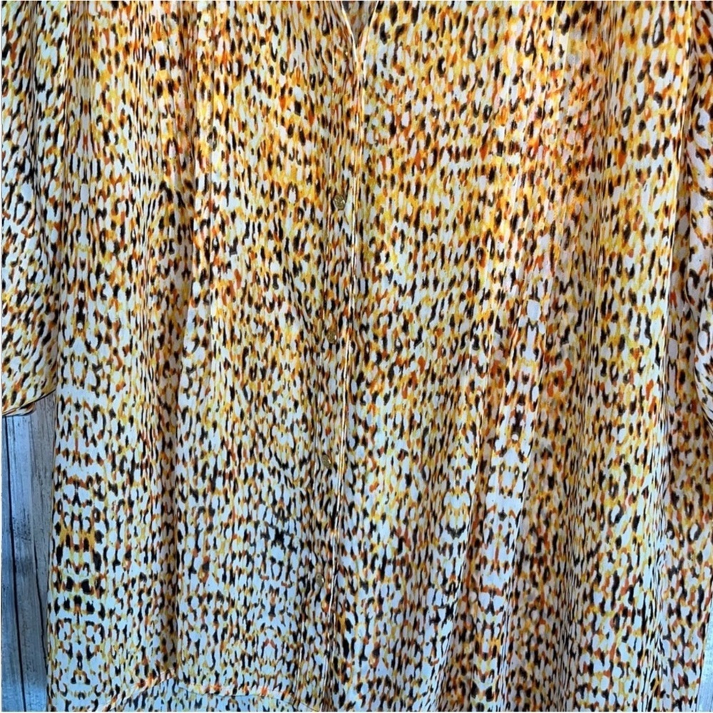 Chaus Orange Printed Sheer Button Up - Picture 2 of 5